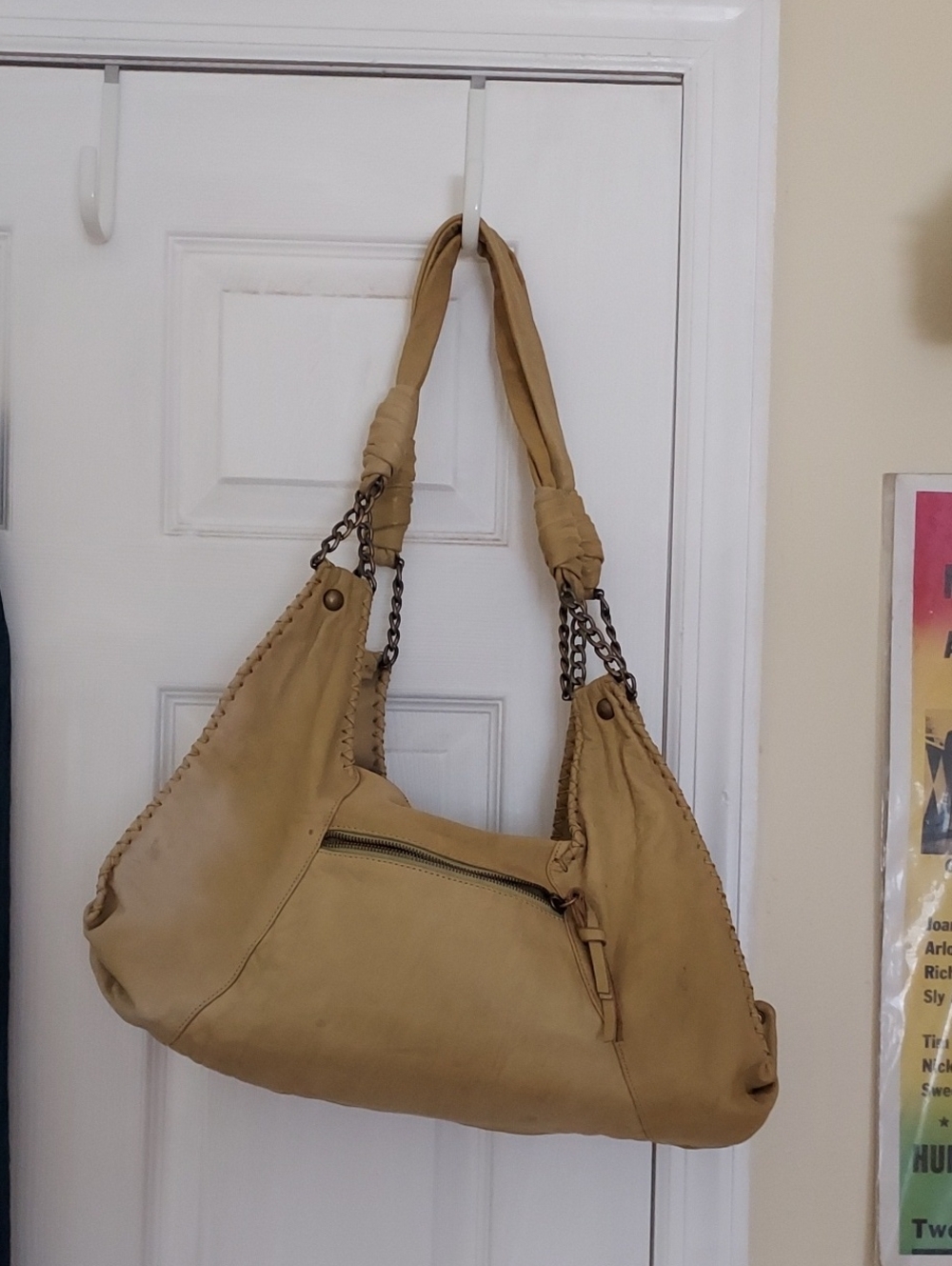 ***Cleaned  With Leather Cleaner & Color Faded***Italian Leather Bag Maritza